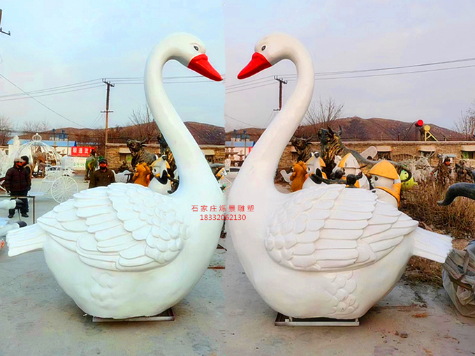 不銹鋼白天鵝雕塑,玻璃鋼動物雕塑制作廠家